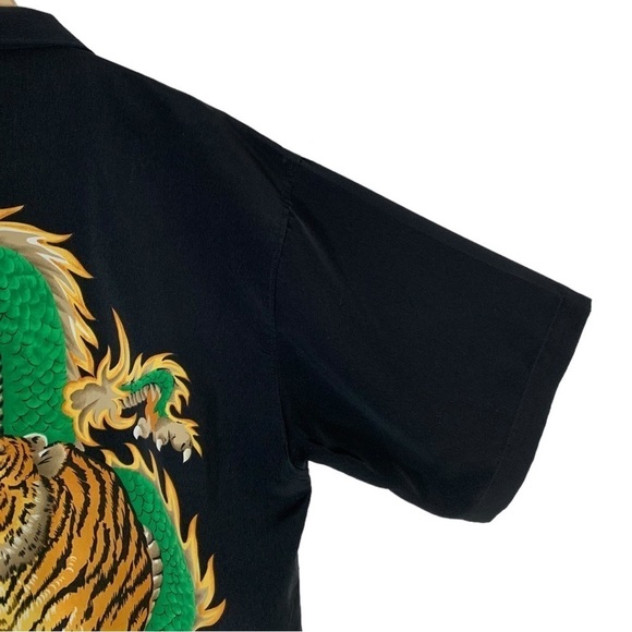 Vintage Moon Dragon Button Down Short Sleeve Shirt Size XXL - Picture 7 of 9